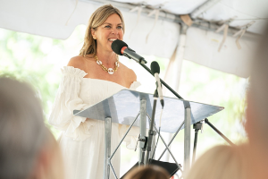 First Lady at podium